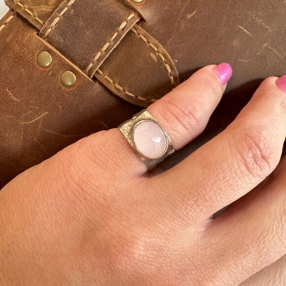 Vintage Rose Quartz Ring Sterling Silver - Picture 8 of 8